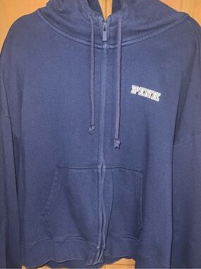 PINK Victoria's Secret oversized Navy Full-Zip Hoodie